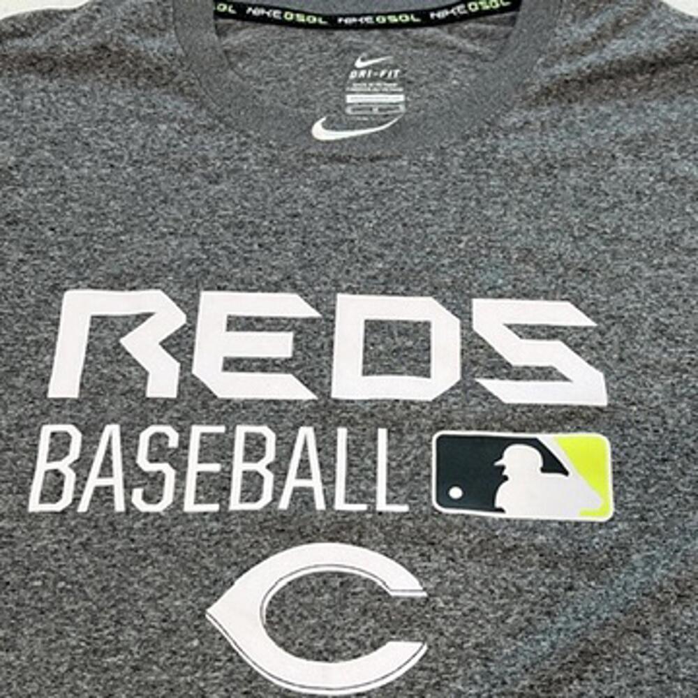Nike Cincinnati Reds Baseball Gray T-shirt Neon Green Yellow sz Medium Worn once - Picture 2 of 7